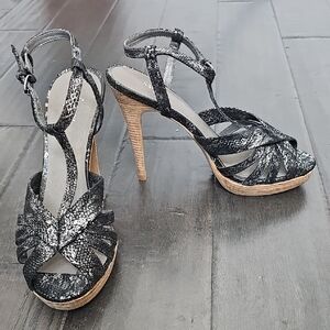 Levity Black and Silver Strappy Heels
